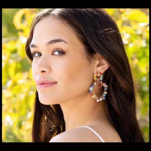 GORGEOUS COLORFUL HEART EARRINGS - Picture 2 of 2